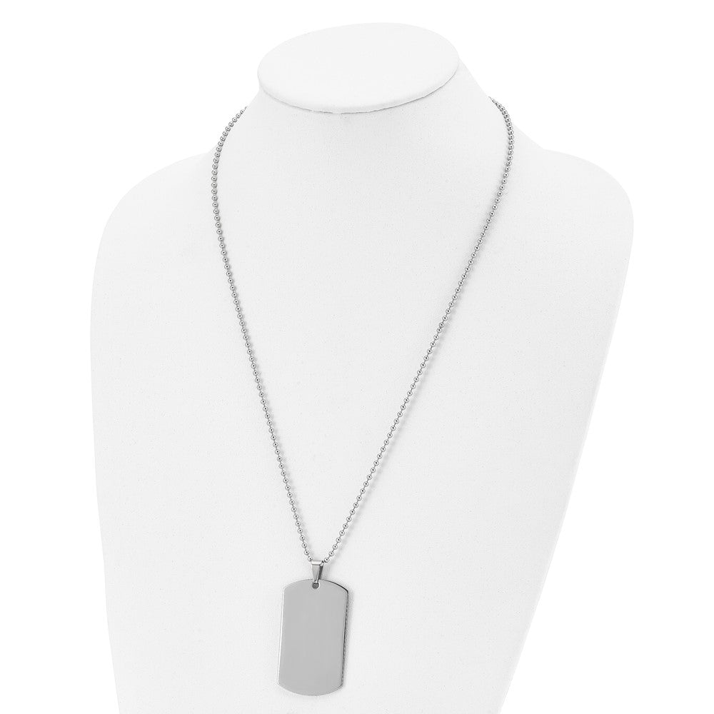 Alternate view of the Stainless Steel Reversible LG 29x49mm Dog Tag Necklace, 24 Inch by The Black Bow Jewelry Co.