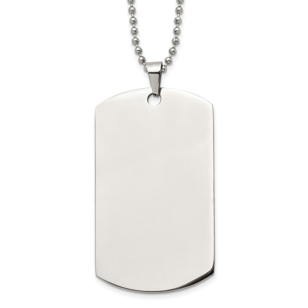 Stainless Steel Reversible XL 36x60mm Dog Tag Necklace, 24 Inch, Item N22919 by The Black Bow Jewelry Co.