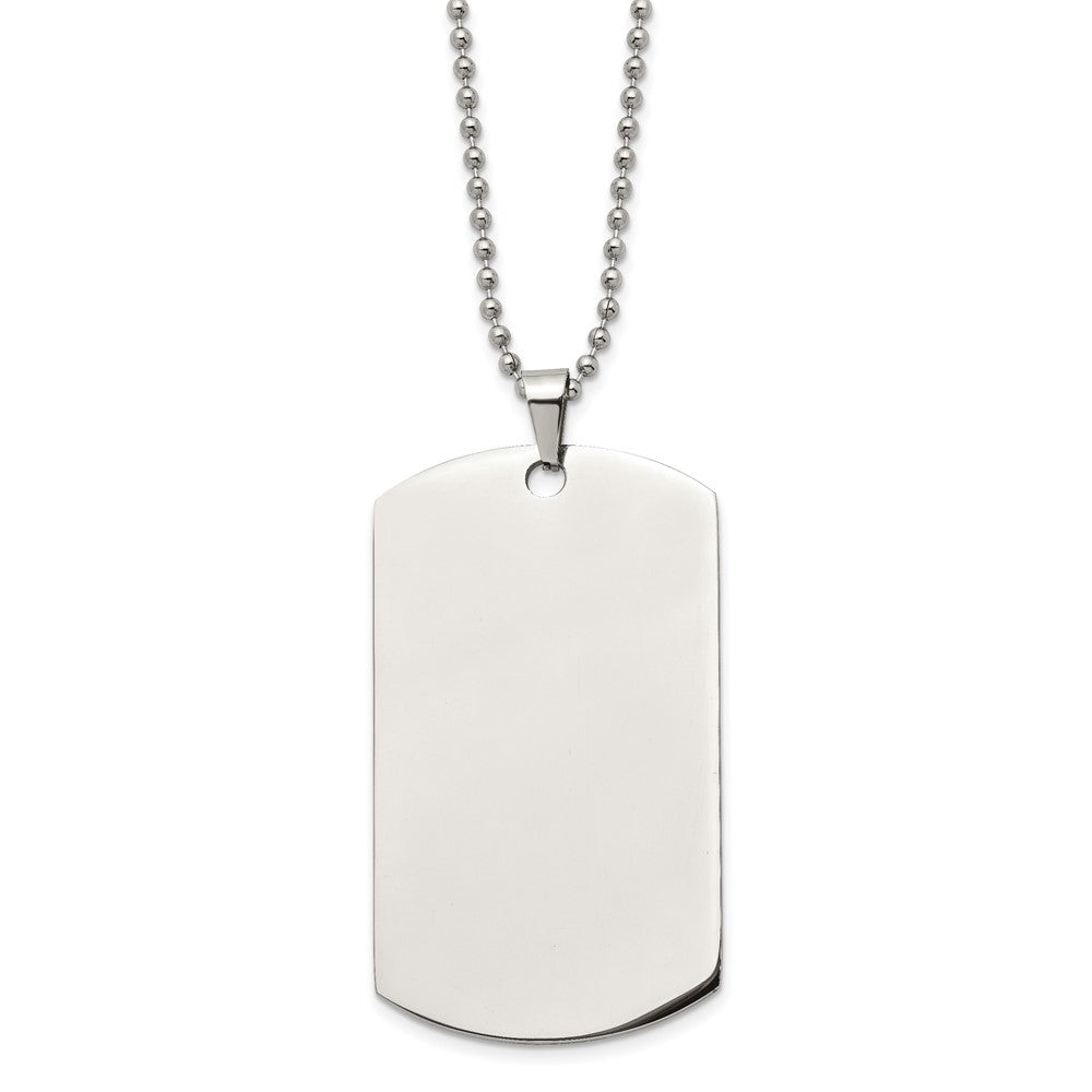 Alternate view of the Stainless Steel Reversible XL 2x36x60mm Dog Tag Necklace, 24 Inch by The Black Bow Jewelry Co.