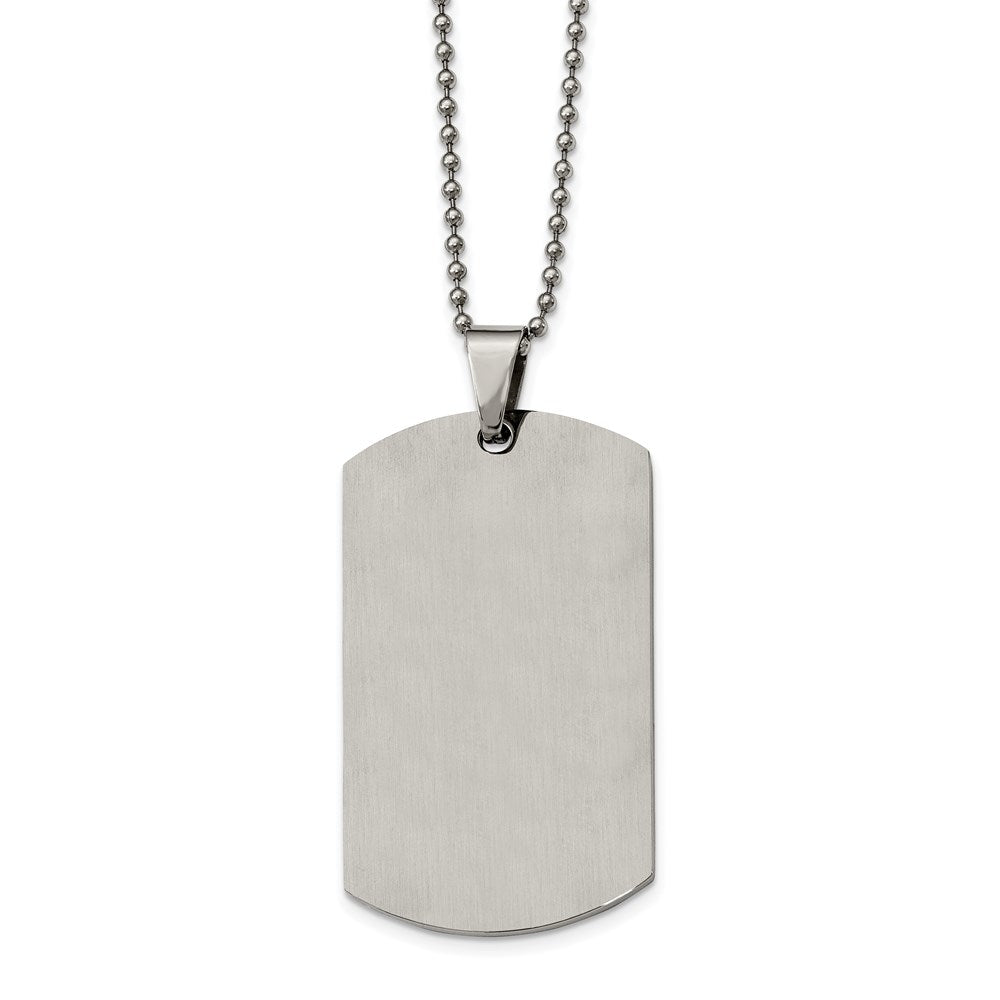 Alternate view of the Stainless Steel Reversible XL 2x36x60mm Dog Tag Necklace, 24 Inch by The Black Bow Jewelry Co.