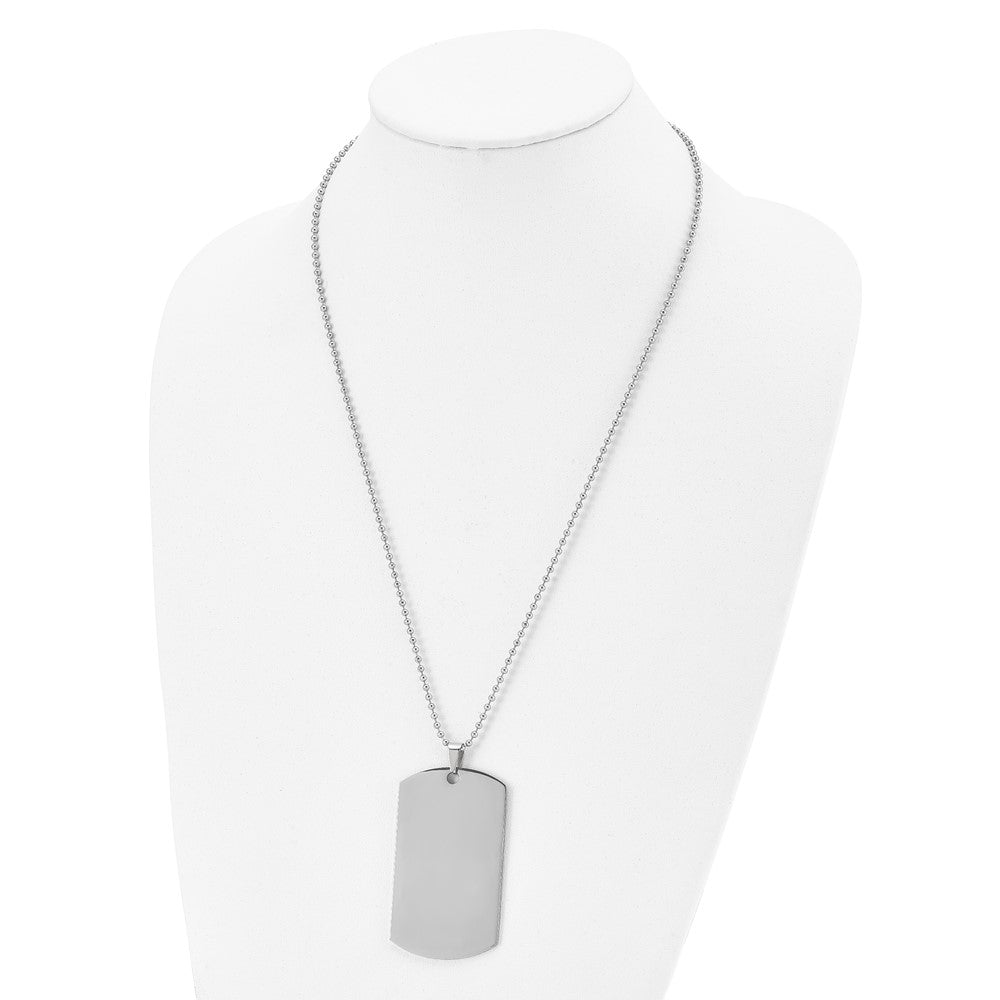 Alternate view of the Stainless Steel Reversible XL 4x36x60mm Dog Tag Necklace, 24 Inch by The Black Bow Jewelry Co.