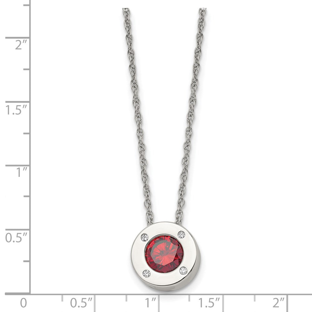 Alternate view of the Stainless Steel Small Polished CZ January Birthstone Necklace, 20 Inch by The Black Bow Jewelry Co.