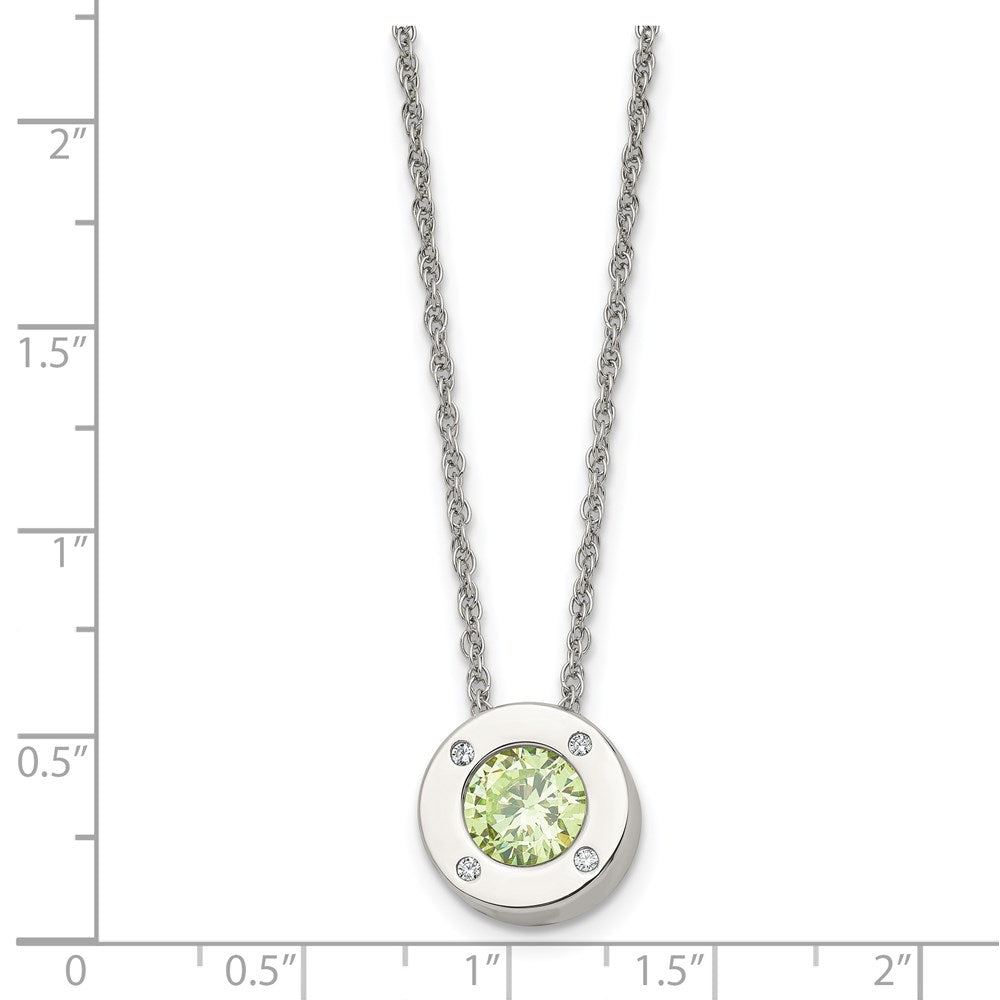 Alternate view of the Stainless Steel Small Polished CZ May Birthstone Necklace, 20 Inch by The Black Bow Jewelry Co.