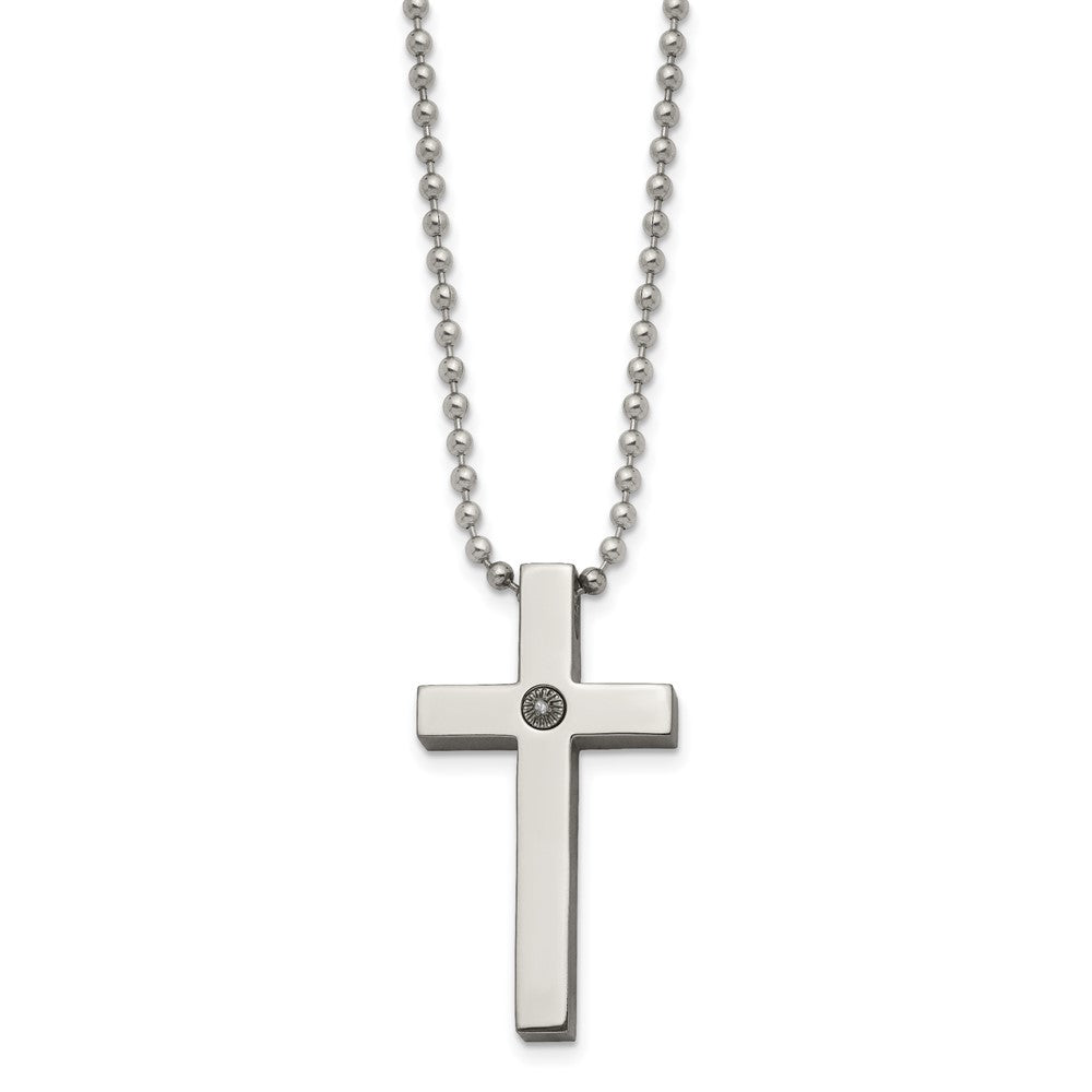 Alternate view of the Men's Titanium Stainless Steel 1/2pt. Diamond Cross Necklace, 22 Inch by The Black Bow Jewelry Co.