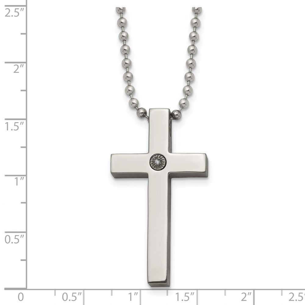 Alternate view of the Men's Titanium Stainless Steel 1/2pt. Diamond Cross Necklace, 22 Inch by The Black Bow Jewelry Co.
