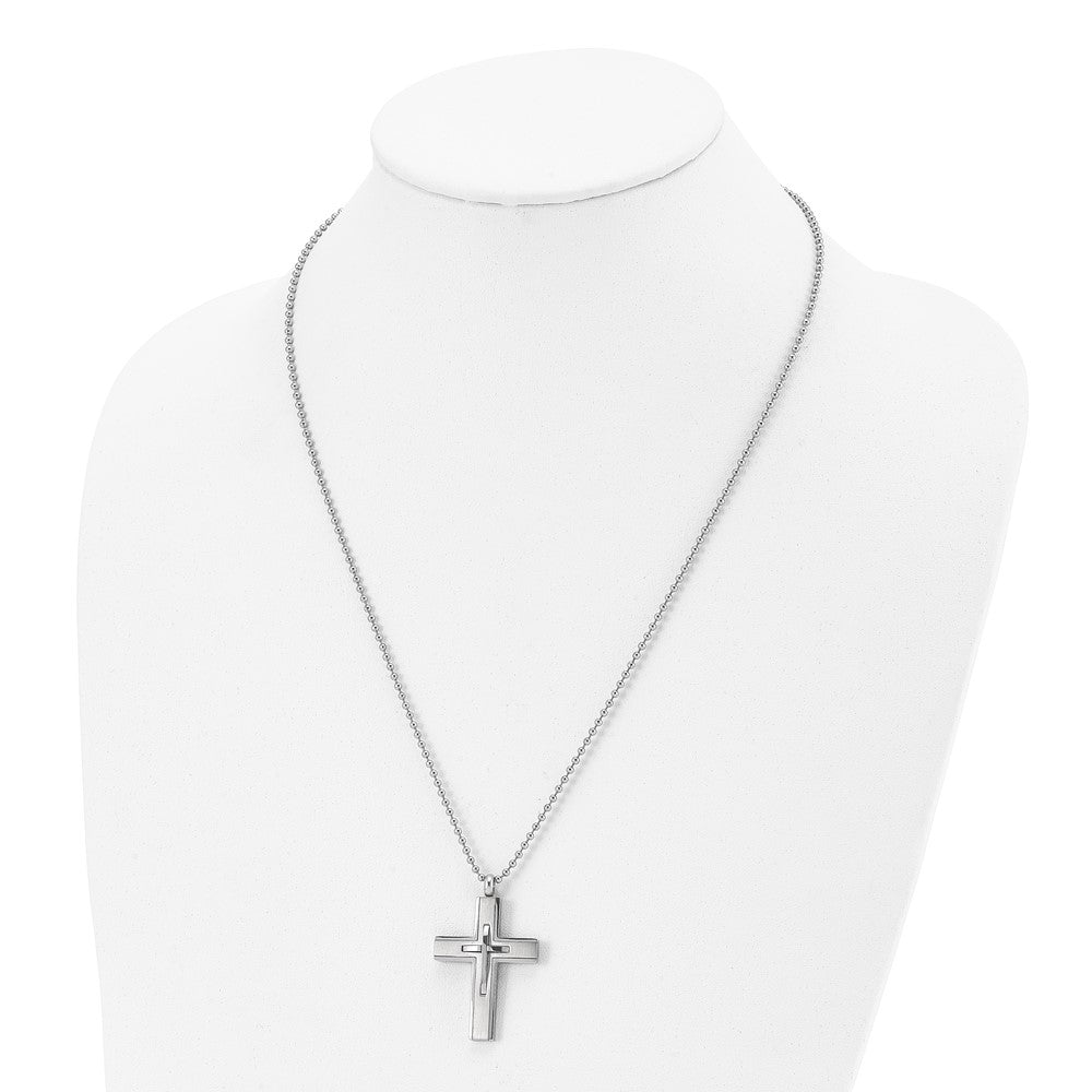Alternate view of the Men's Titanium & Stainless Steel Cross Necklace, 22 Inch by The Black Bow Jewelry Co.