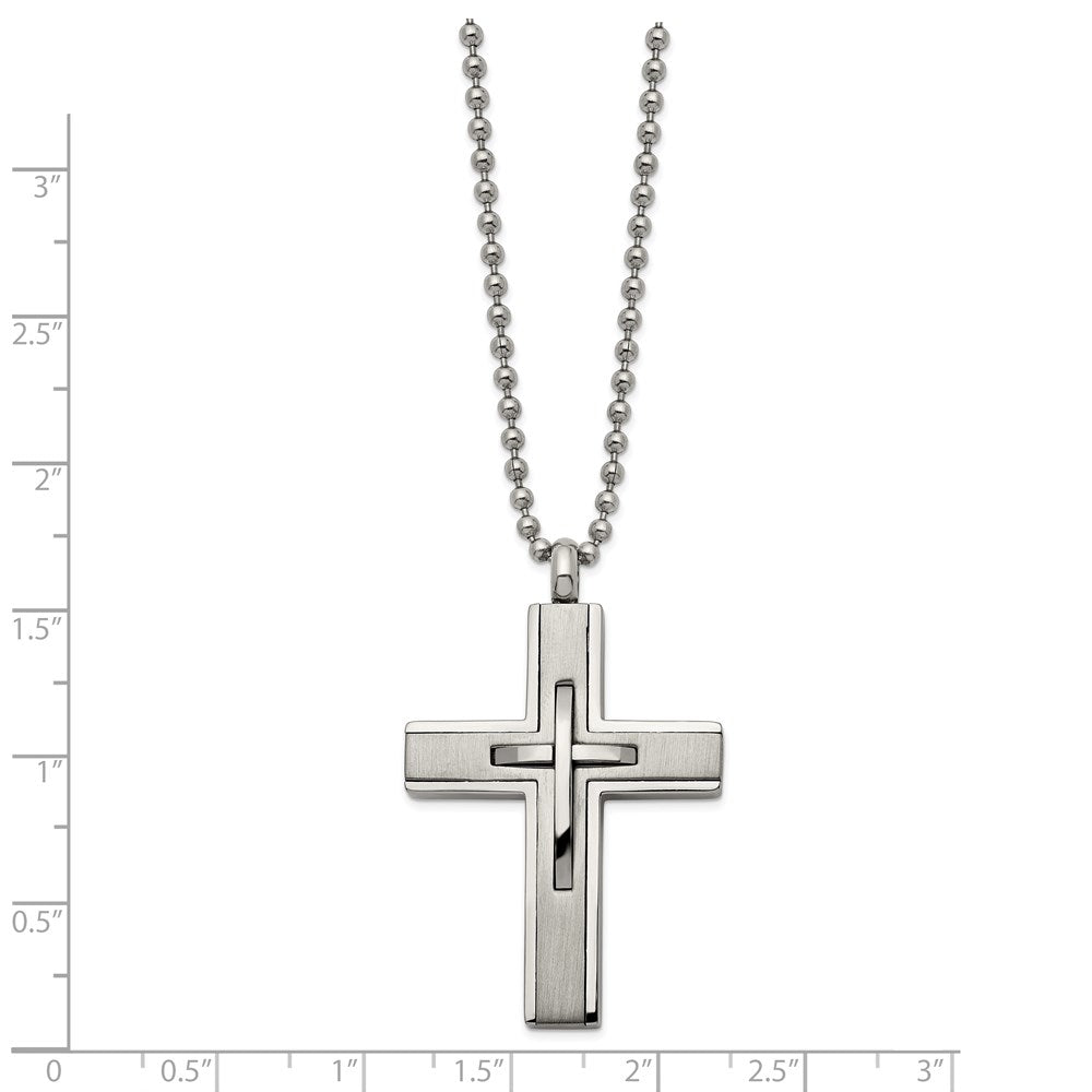 Alternate view of the Men's Titanium & Stainless Steel Cross Necklace, 22 Inch by The Black Bow Jewelry Co.