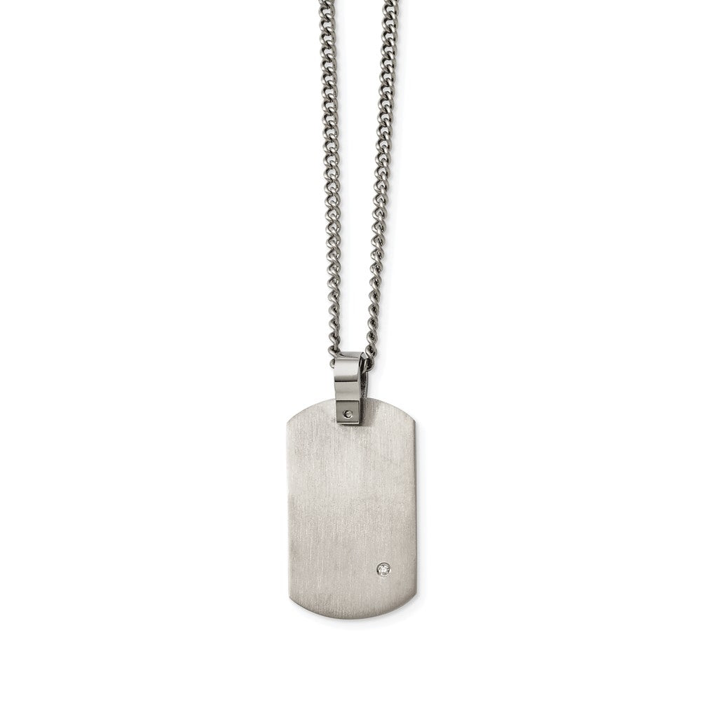 Men's Titanium .02 Ct Diamond Brushed Dog Tag Necklace, 22 Inch, Item N22929 by The Black Bow Jewelry Co.