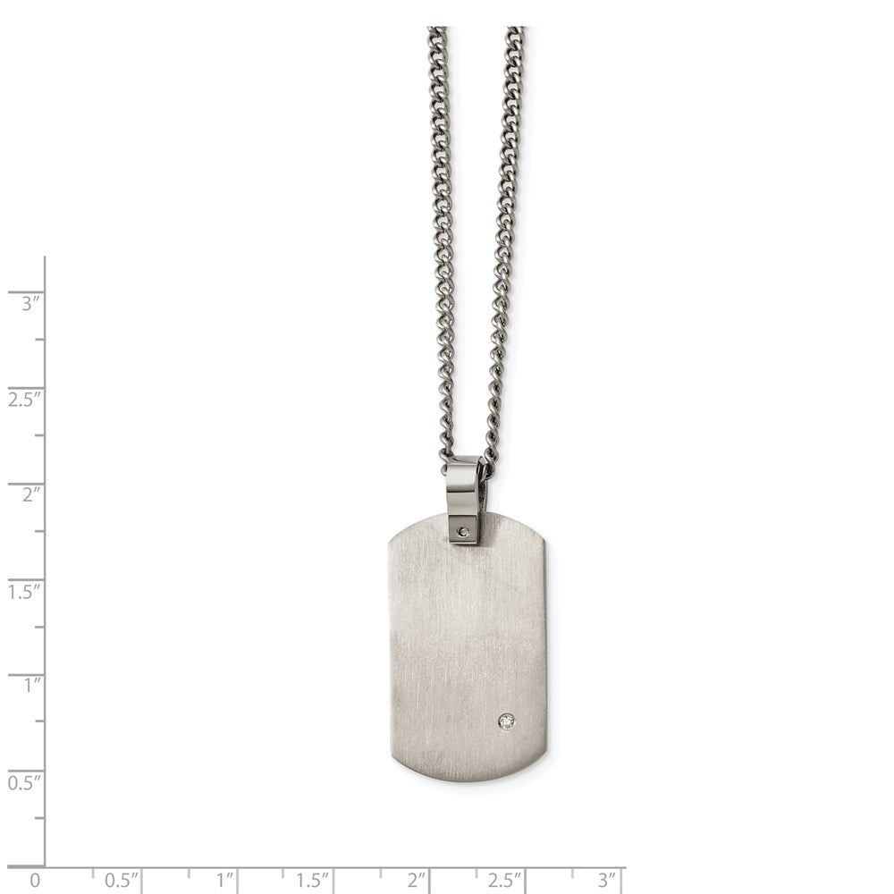 Alternate view of the Men's Titanium .02 Ct Diamond Brushed Dog Tag Necklace, 22 Inch by The Black Bow Jewelry Co.