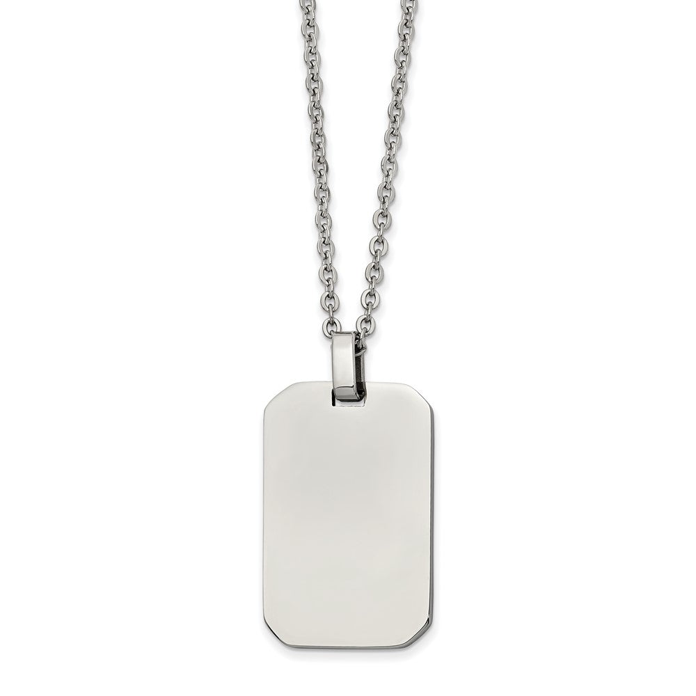 Stainless Steel Polished Rectangular Dog Tag Necklace, 22 Inch, Item N22932 by The Black Bow Jewelry Co.
