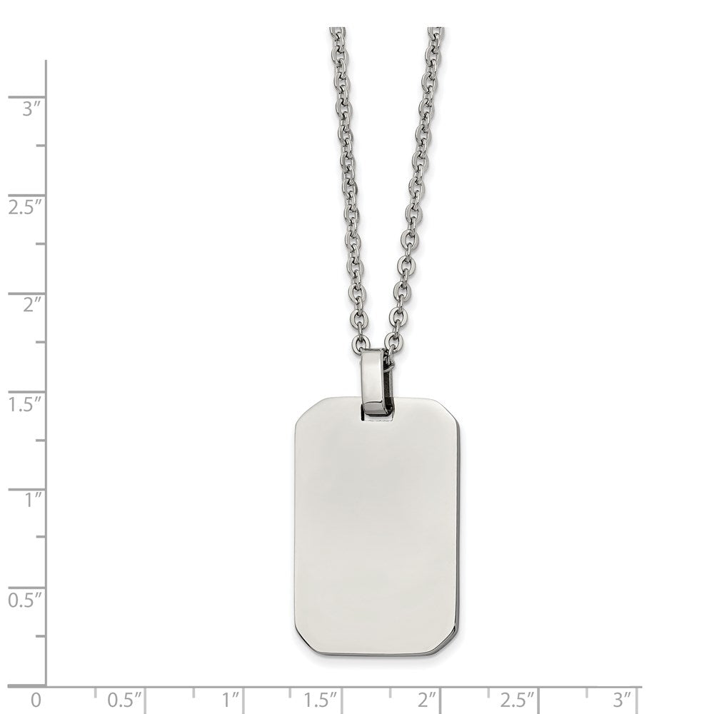 Alternate view of the Stainless Steel Polished Rectangular Dog Tag Necklace, 22 Inch by The Black Bow Jewelry Co.