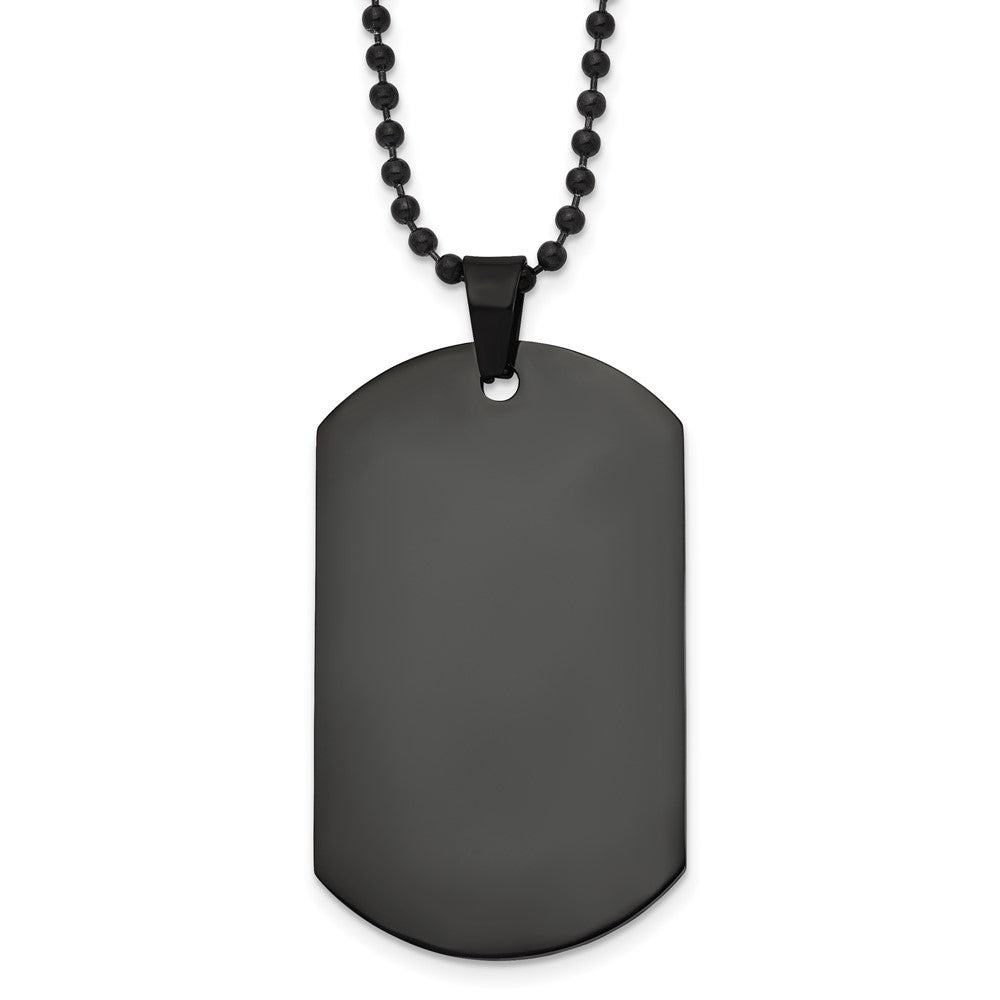 Men's Black Plated Stainless Steel Polished Dog Tag Necklace, 20 Inch, Item N22939 by The Black Bow Jewelry Co.