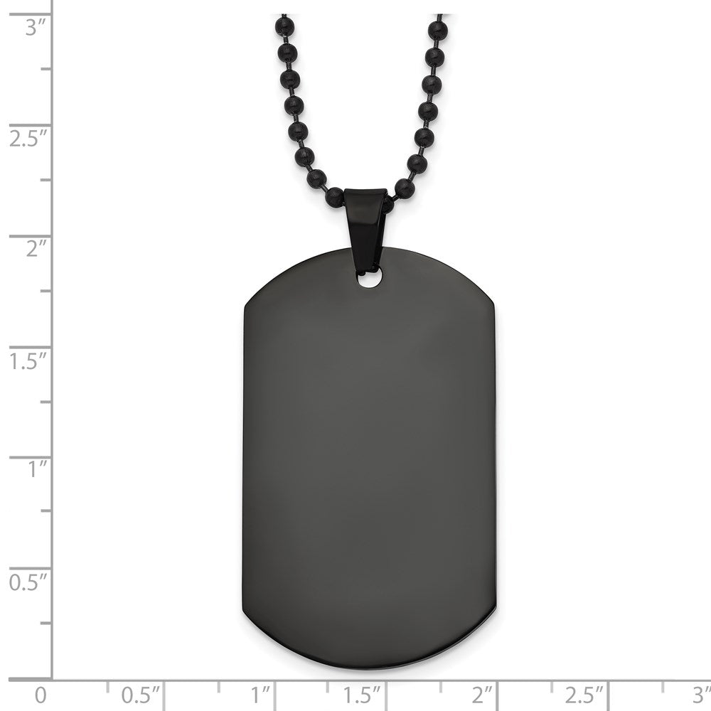 Alternate view of the Men's Black Plated Stainless Steel Polished Dog Tag Necklace, 20 Inch by The Black Bow Jewelry Co.