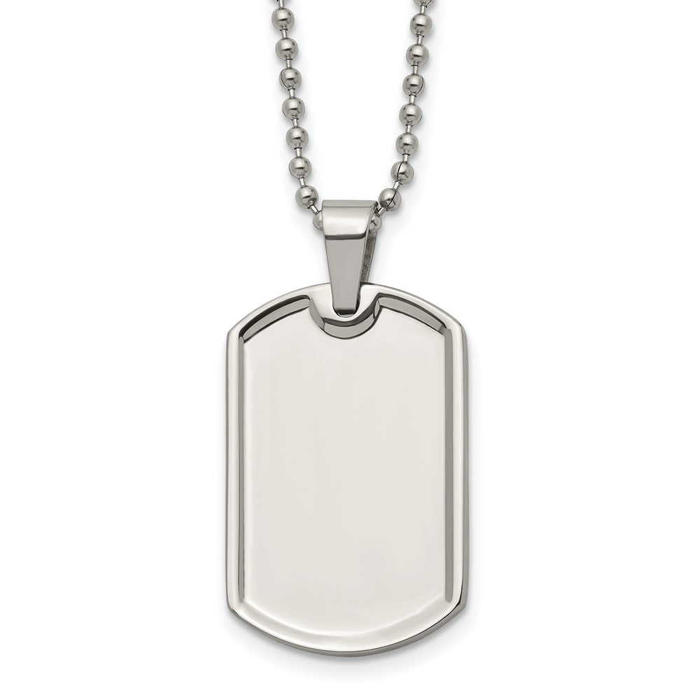 Men's Stainless Steel Polished Medium Dog Tag Necklace, 20 Inch, Item N22941 by The Black Bow Jewelry Co.