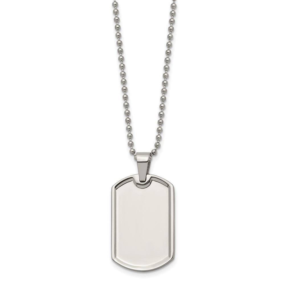Alternate view of the Men's Stainless Steel Polished Medium Dog Tag Necklace, 20 Inch by The Black Bow Jewelry Co.