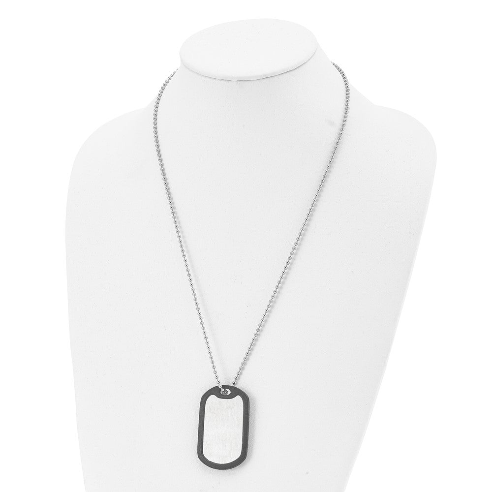 Alternate view of the Stainless Steel Removeable Black Rubber Edge Dog Tag Necklace, 24 Inch by The Black Bow Jewelry Co.