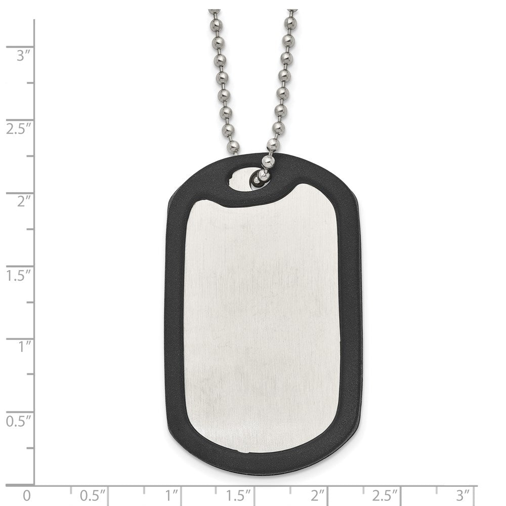 Alternate view of the Stainless Steel Removeable Black Rubber Edge Dog Tag Necklace, 24 Inch by The Black Bow Jewelry Co.