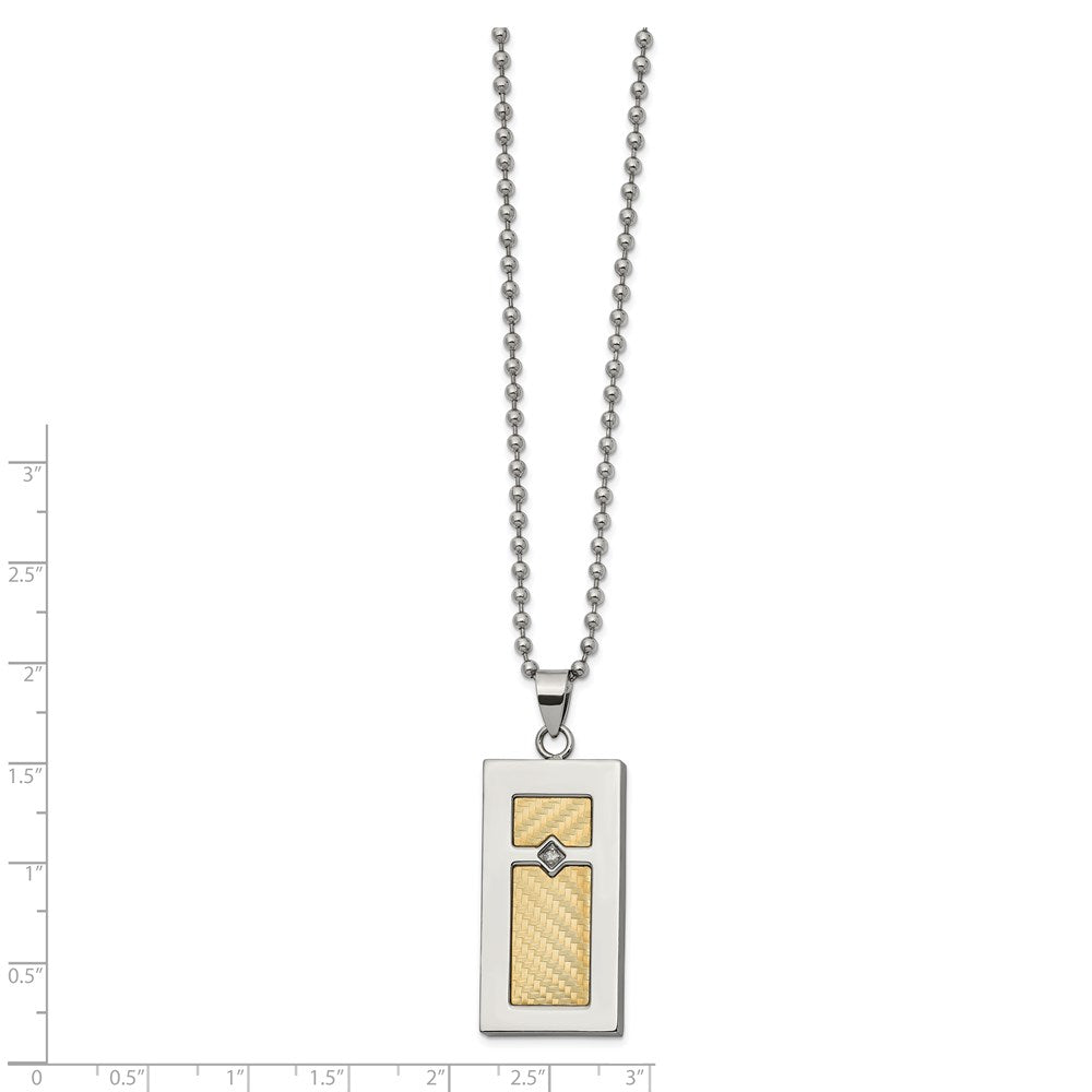 Alternate view of the Stainless Steel, 18k Yellow Gold Accent .025ct Diamond Necklace, 24 In by The Black Bow Jewelry Co.
