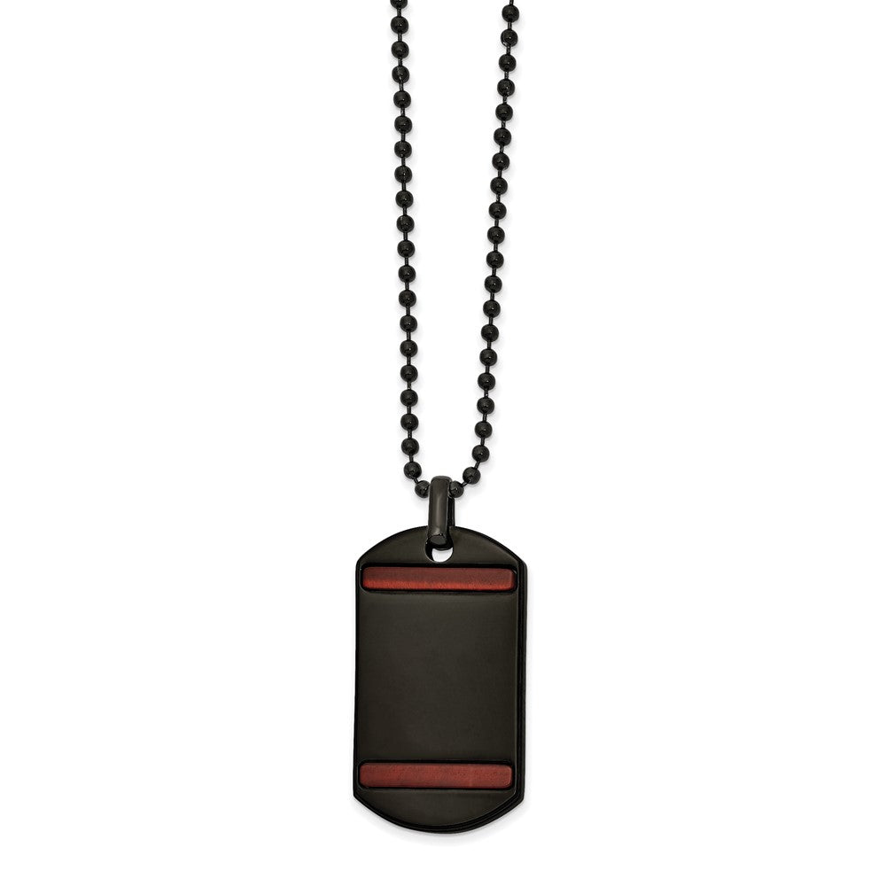 Black Plated Stainless Steel & Tiger's Eye Dog Tag Necklace, 22 Inch, Item N22955 by The Black Bow Jewelry Co.