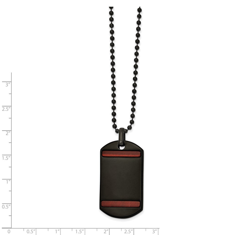 Alternate view of the Black Plated Stainless Steel & Tiger's Eye Dog Tag Necklace, 22 Inch by The Black Bow Jewelry Co.