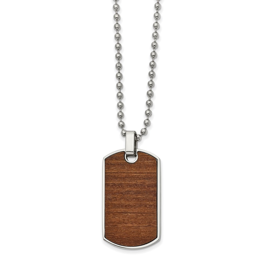 Alternate view of the Stainless Steel, Carbon Fiber & Wood Reversible Dog Tag Necklace, 22in by The Black Bow Jewelry Co.