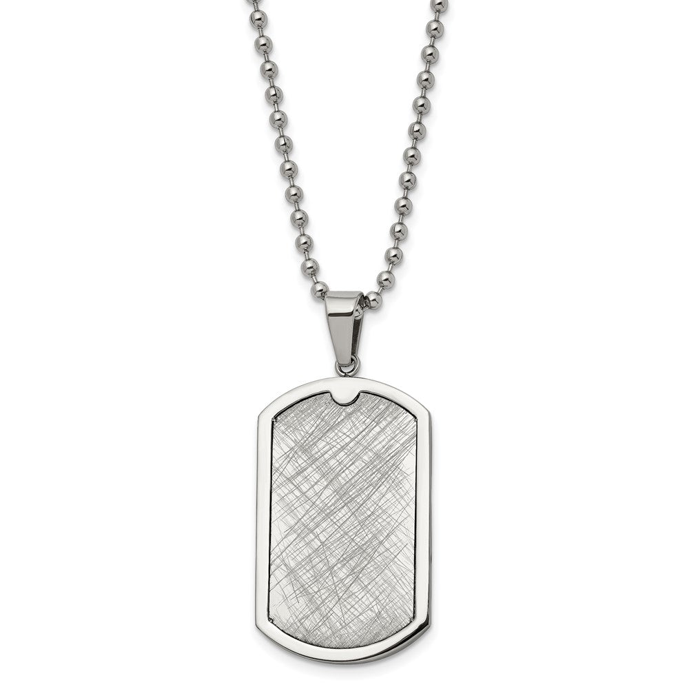 Men's Stainless Steel Scratch Finish Dog Tag Necklace, 24 Inch, Item N22974 by The Black Bow Jewelry Co.