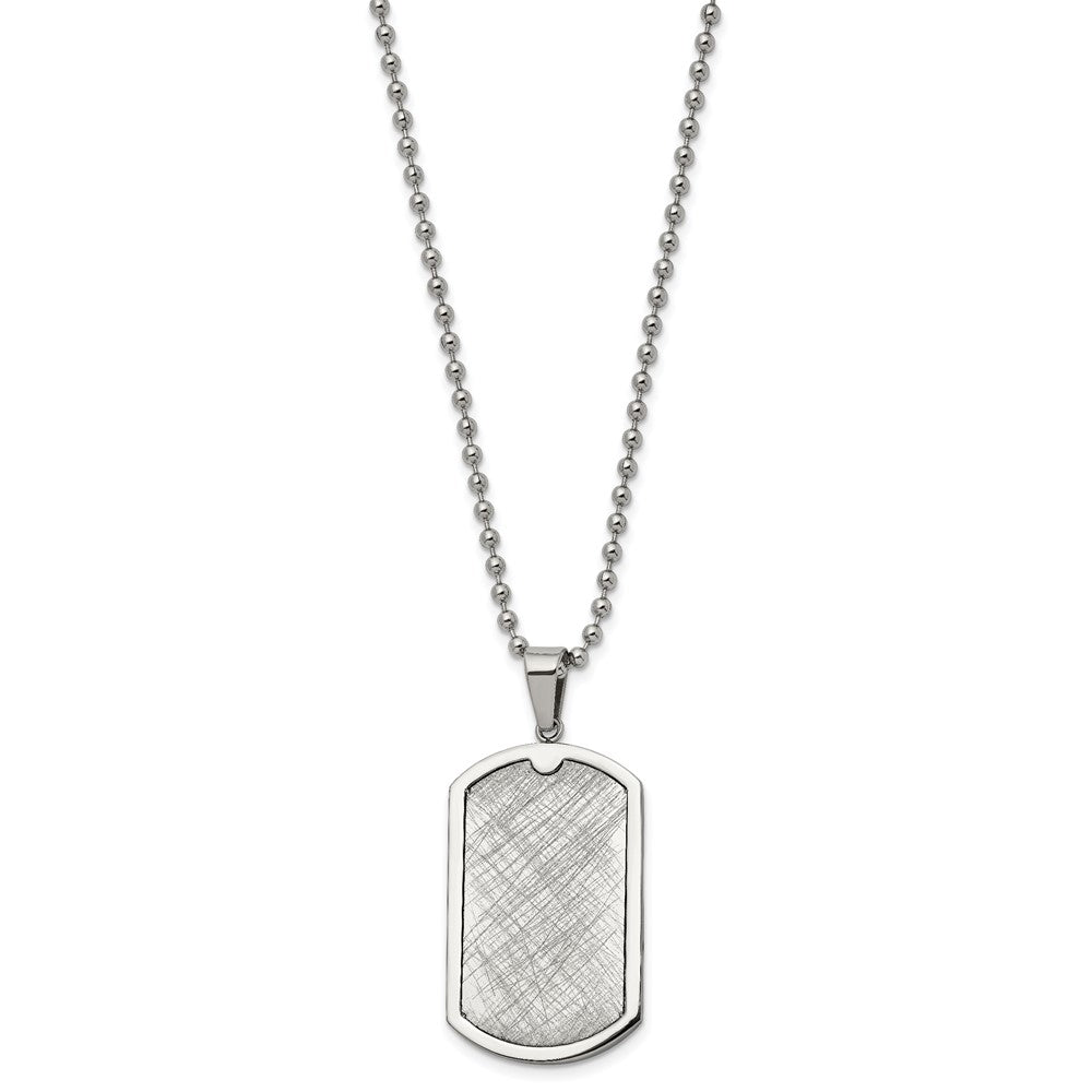 Alternate view of the Men's Stainless Steel Scratch Finish Dog Tag Necklace, 24 Inch by The Black Bow Jewelry Co.