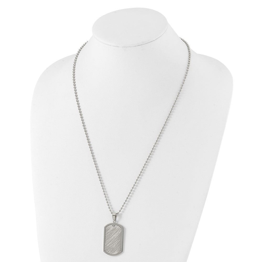 Alternate view of the Men's Stainless Steel Scratch Finish Dog Tag Necklace, 24 Inch by The Black Bow Jewelry Co.