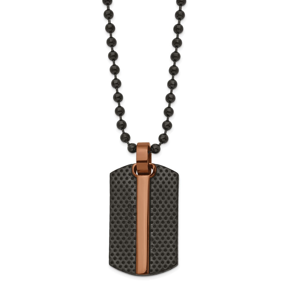 Stainless Steel Black & Brown Plated Small Dog Tag Necklace, 24 Inch, Item N22975 by The Black Bow Jewelry Co.