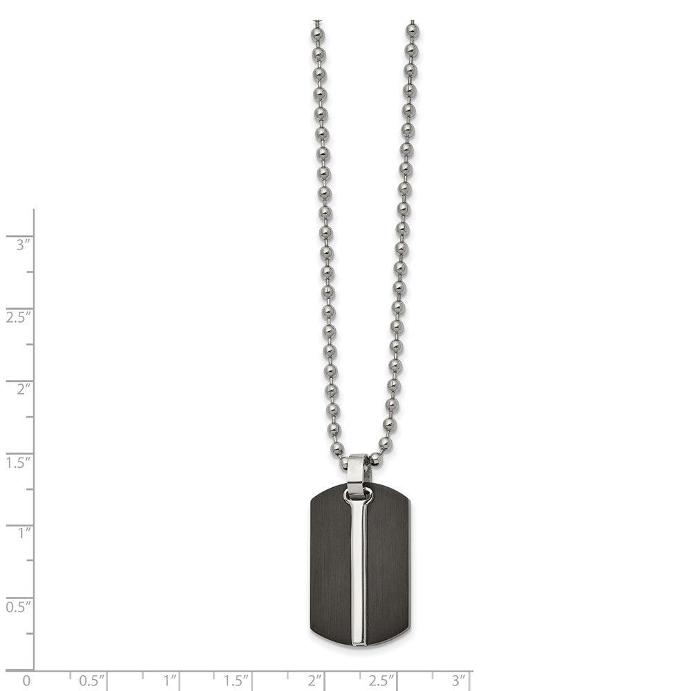 Alternate view of the Stainless Steel Brushed & Polished Small Dog Tag Necklace, 24 Inch by The Black Bow Jewelry Co.