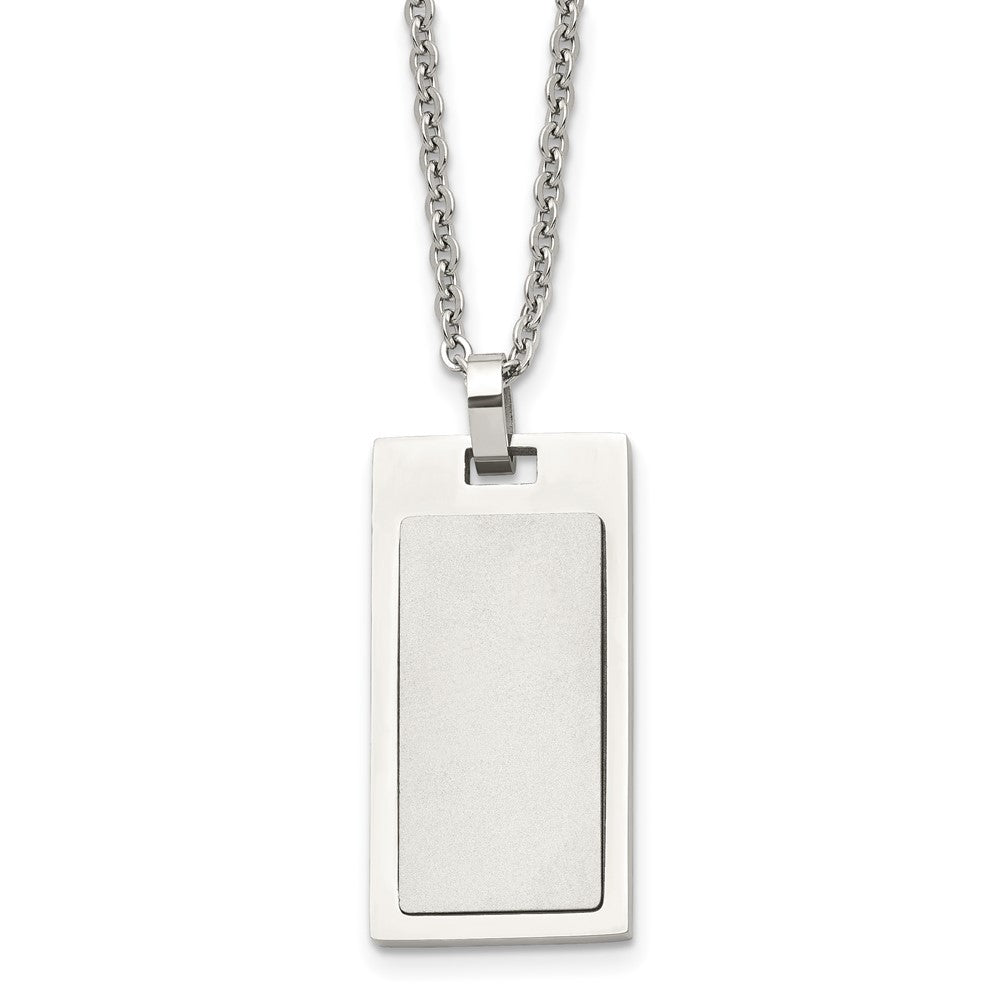 Men's Stainless Steel Small Rectangle Dog Tag Necklace, 22 Inch, Item N22977 by The Black Bow Jewelry Co.