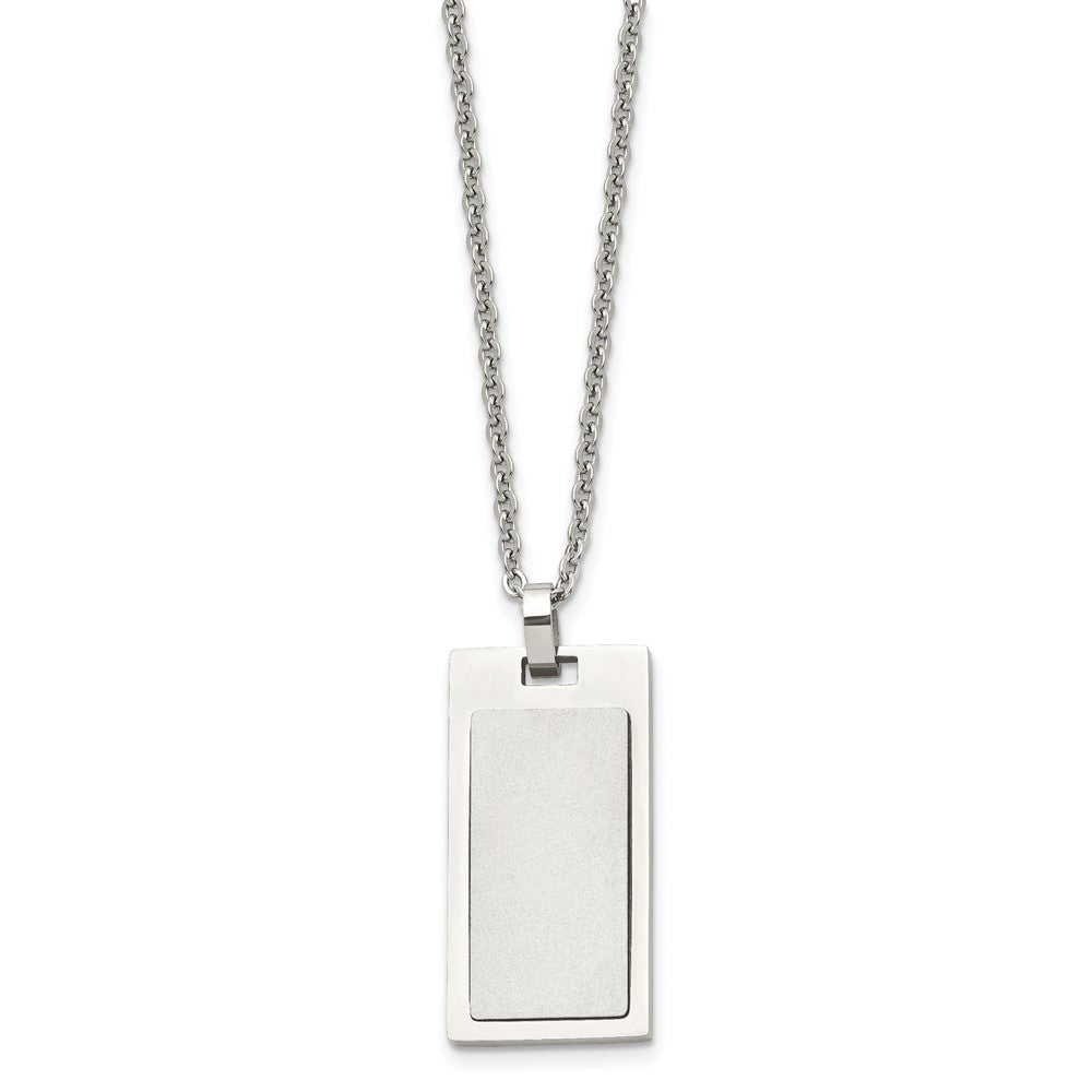 Alternate view of the Men's Stainless Steel Small Rectangle Dog Tag Necklace, 22 Inch by The Black Bow Jewelry Co.