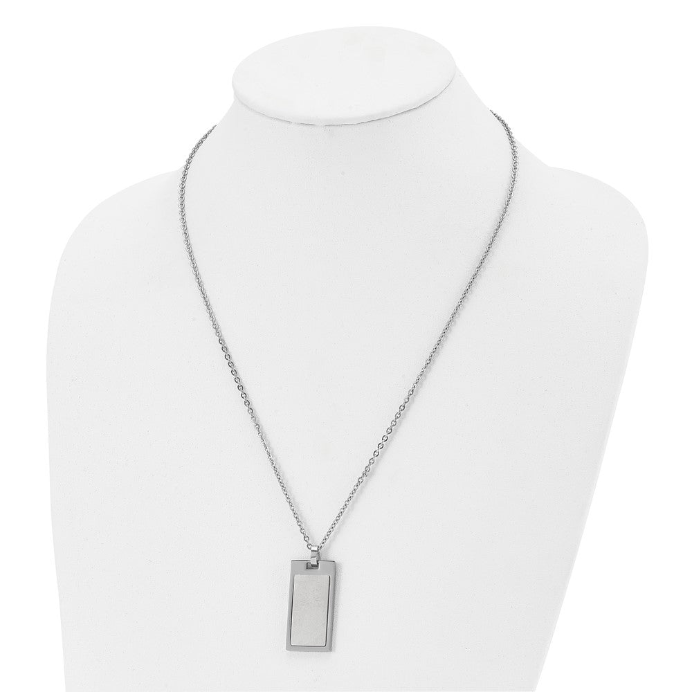 Alternate view of the Men's Stainless Steel Small Rectangle Dog Tag Necklace, 22 Inch by The Black Bow Jewelry Co.
