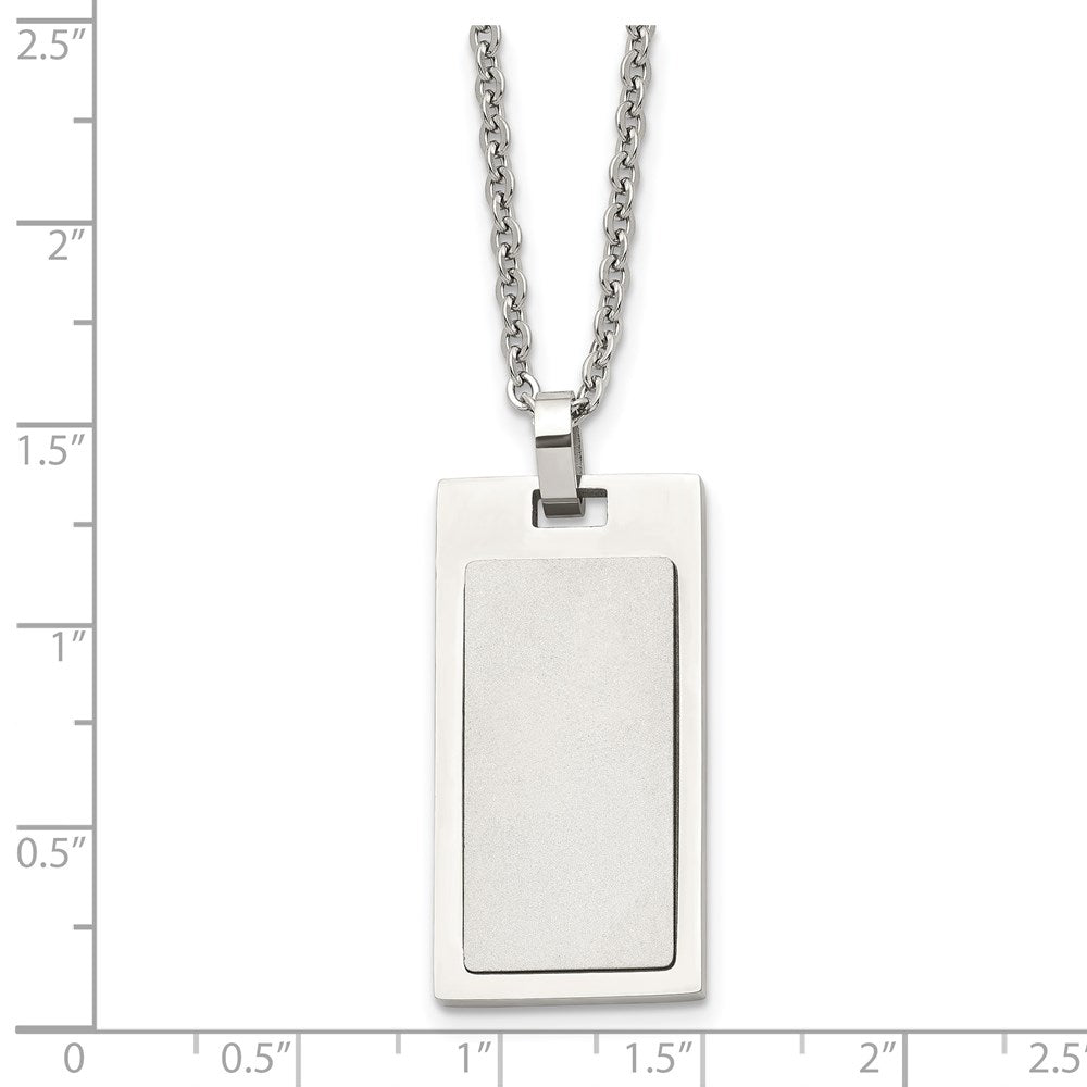 Alternate view of the Men's Stainless Steel Small Rectangle Dog Tag Necklace, 22 Inch by The Black Bow Jewelry Co.