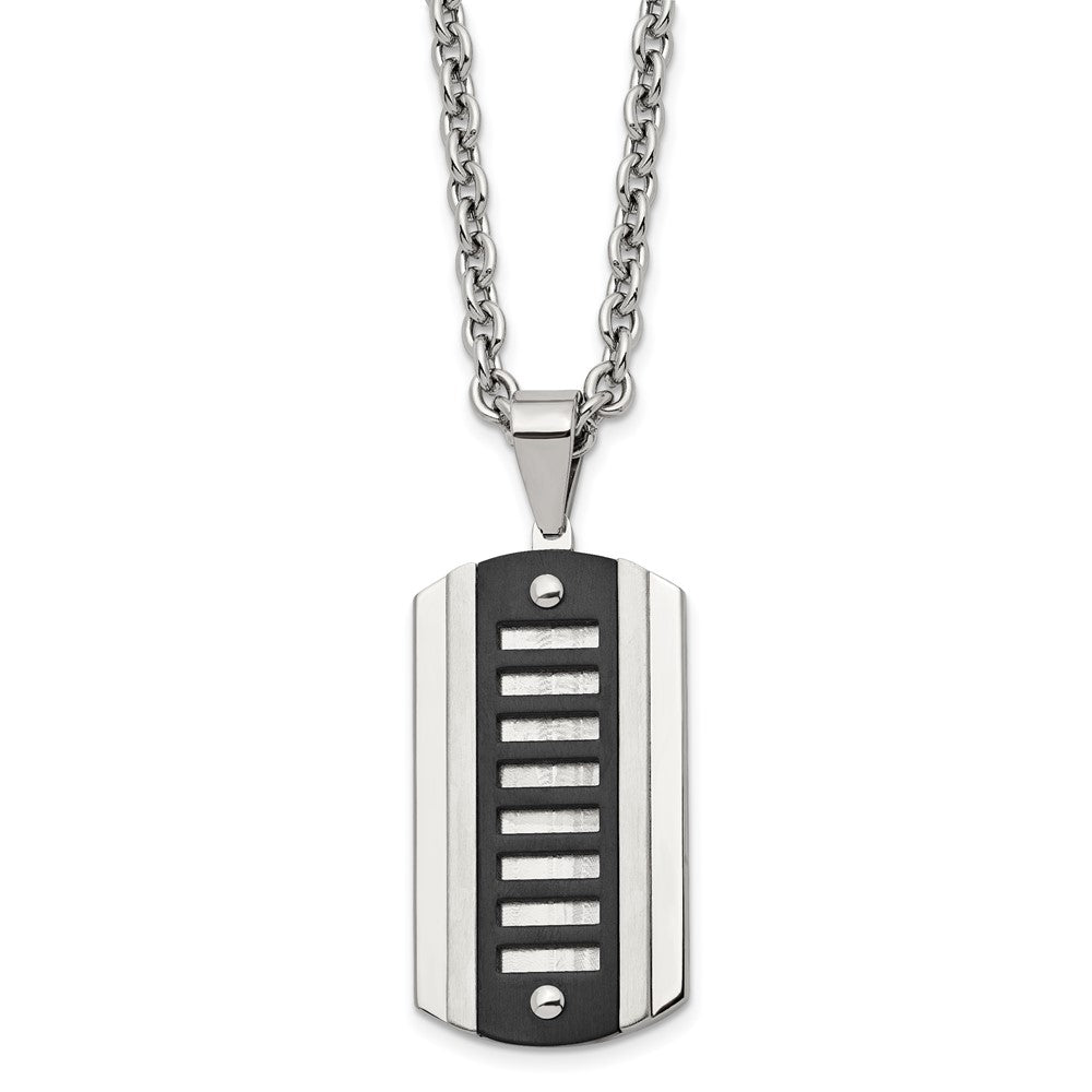 Men's Stainless Steel Two Tone Dog Tag Necklace, 24 Inch, Item N22979 by The Black Bow Jewelry Co.