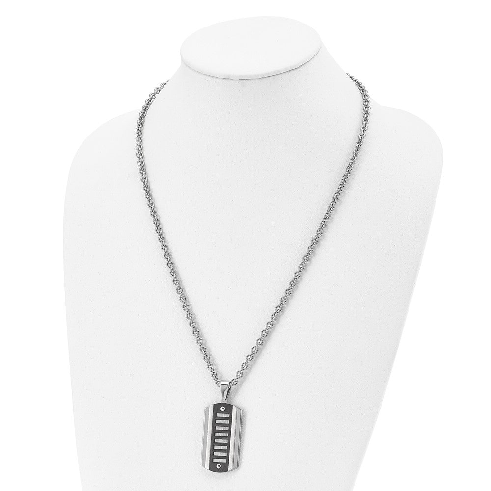 Alternate view of the Men's Stainless Steel Two Tone Dog Tag Necklace, 24 Inch by The Black Bow Jewelry Co.