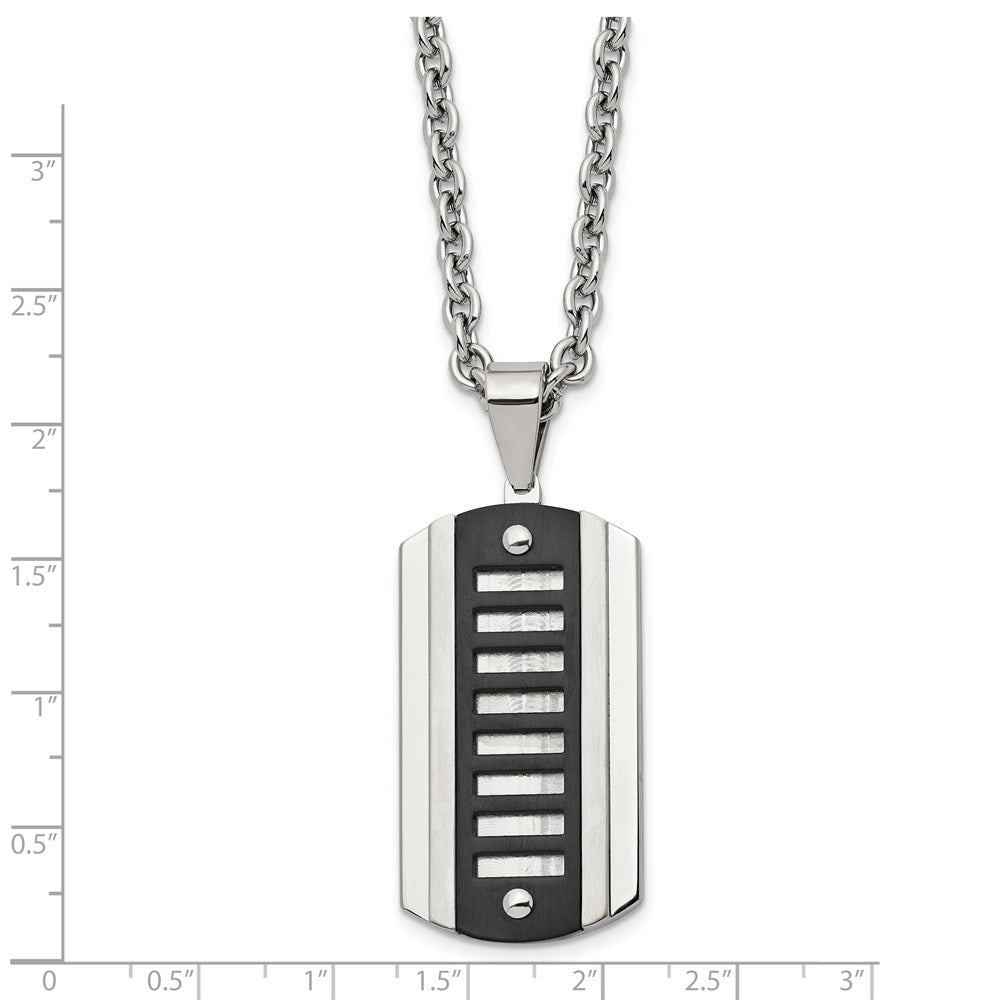 Alternate view of the Men's Stainless Steel Two Tone Dog Tag Necklace, 24 Inch by The Black Bow Jewelry Co.