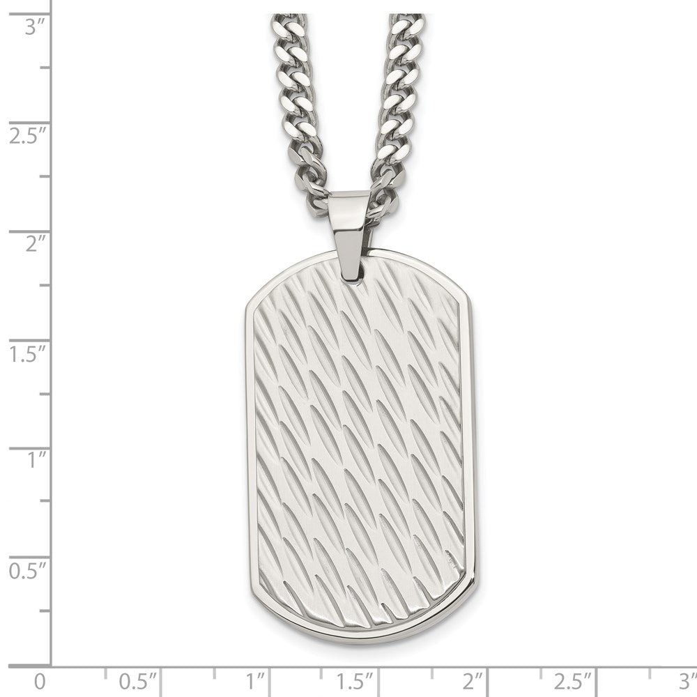 Alternate view of the Men's Stainless Steel Large Textured Dog Tag Necklace, 24 Inch by The Black Bow Jewelry Co.