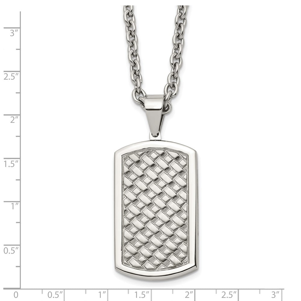 Alternate view of the Men's Stainless Steel Polished Weave Pattern Dog Tag Necklace, 24 Inch by The Black Bow Jewelry Co.