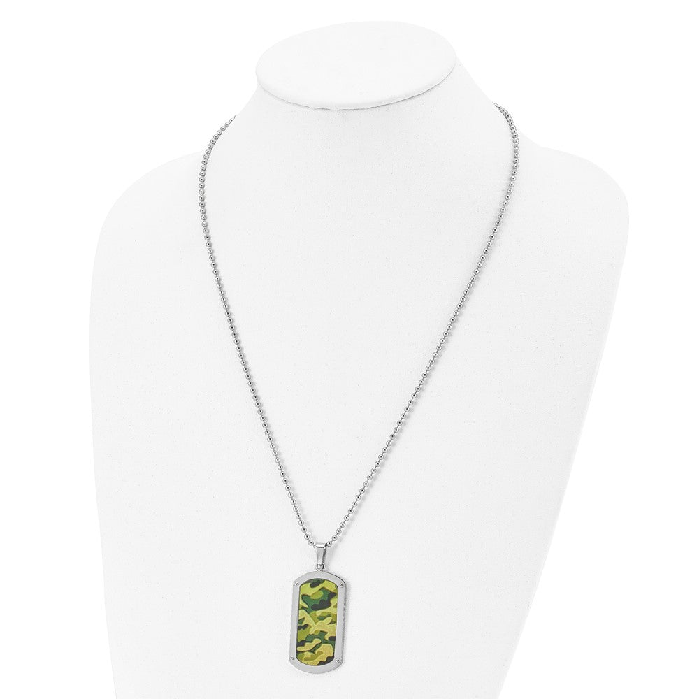 Alternate view of the Men's Stainless Steel Camouflage Enameled Dog Tag Necklace, 24 Inch by The Black Bow Jewelry Co.