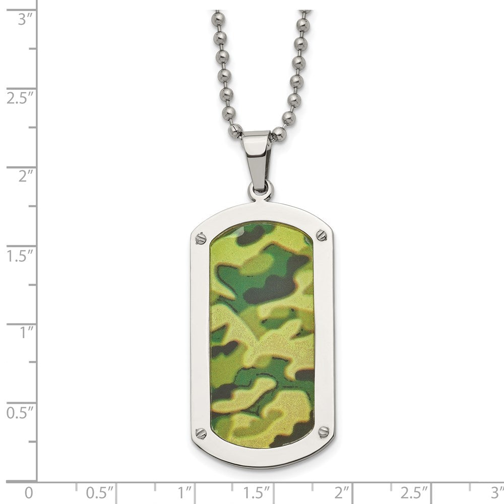 Alternate view of the Men's Stainless Steel Camouflage Enameled Dog Tag Necklace, 24 Inch by The Black Bow Jewelry Co.