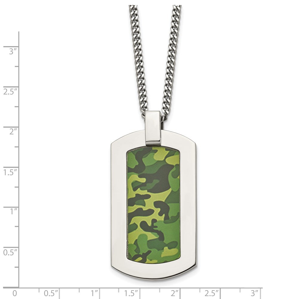 Alternate view of the Men's Stainless Steel LG Camouflage Enameled Dog Tag Necklace, 22 Inch by The Black Bow Jewelry Co.