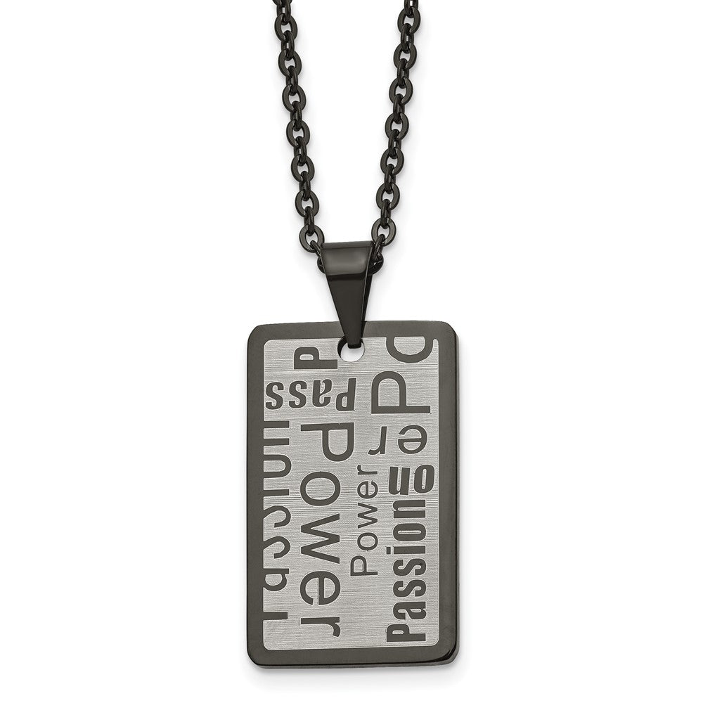 Stainless Steel Black Plated & Brushed Dog Tag Necklace, 22 Inch, Item N22989 by The Black Bow Jewelry Co.