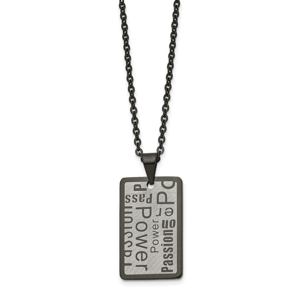 Alternate view of the Stainless Steel Black Plated & Brushed Dog Tag Necklace, 22 Inch by The Black Bow Jewelry Co.
