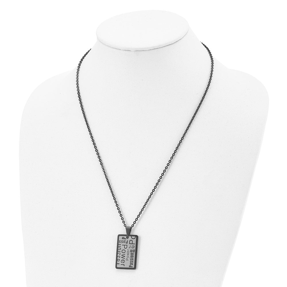 Alternate view of the Stainless Steel Black Plated & Brushed Dog Tag Necklace, 22 Inch by The Black Bow Jewelry Co.