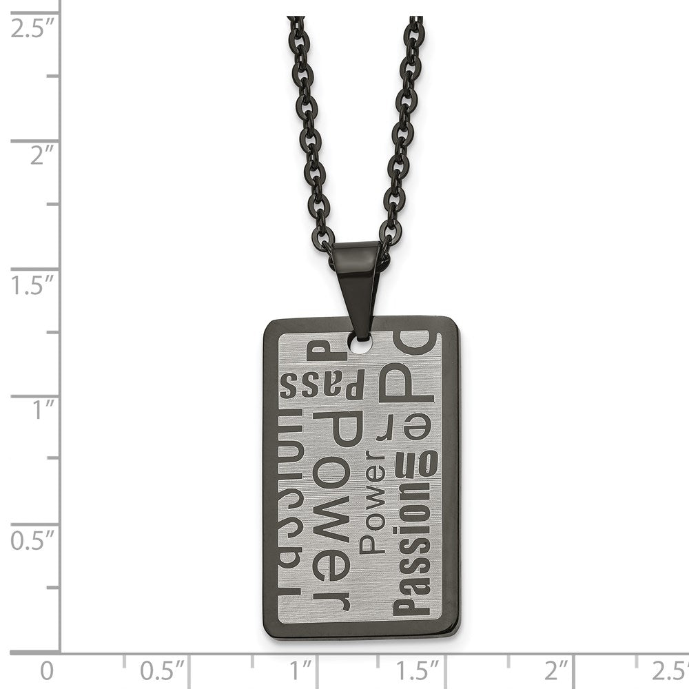 Alternate view of the Stainless Steel Black Plated & Brushed Dog Tag Necklace, 22 Inch by The Black Bow Jewelry Co.