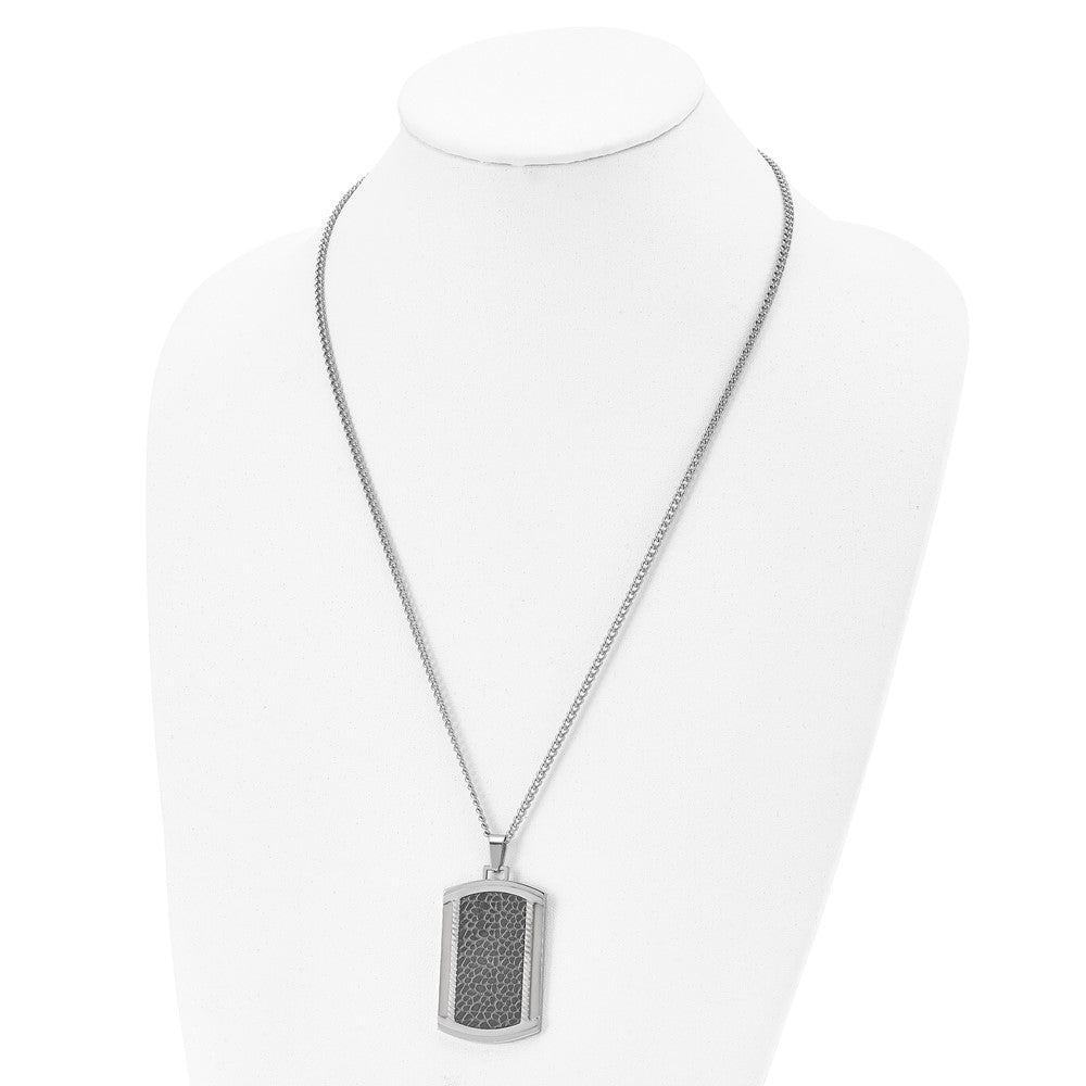 Alternate view of the Men's Stainless Steel Two-Tone Large Textured Dog Tag Necklace, 24 In by The Black Bow Jewelry Co.