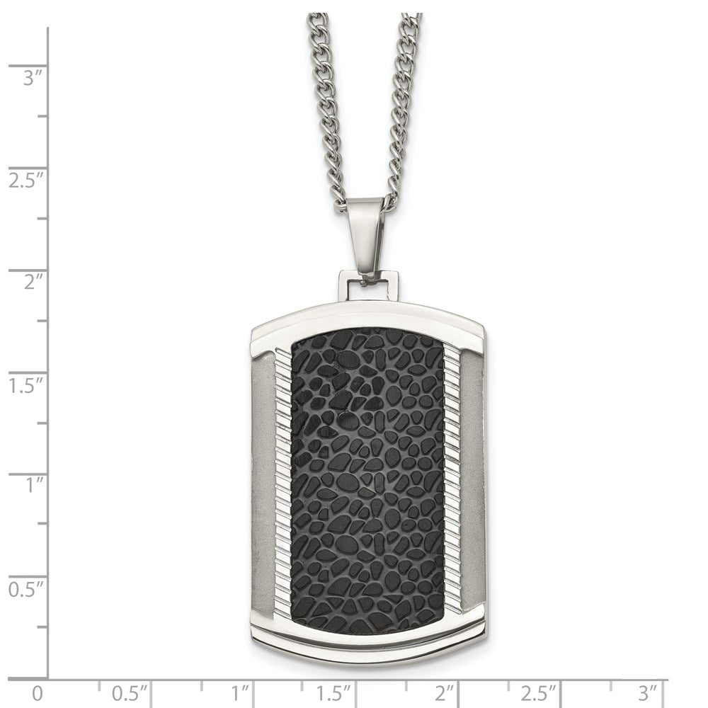 Alternate view of the Men's Stainless Steel Two-Tone Large Textured Dog Tag Necklace, 24 In by The Black Bow Jewelry Co.