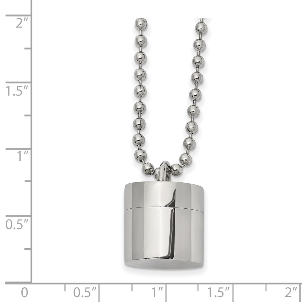 Alternate view of the Stainless Steel Polished 15mm Capsule that Opens Necklace, 22 Inch by The Black Bow Jewelry Co.