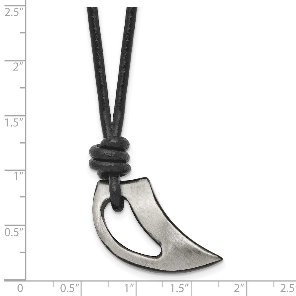 Alternate view of the Black Plated Stainless Steel & Leather Brushed Claw Necklace, 20 Inch by The Black Bow Jewelry Co.